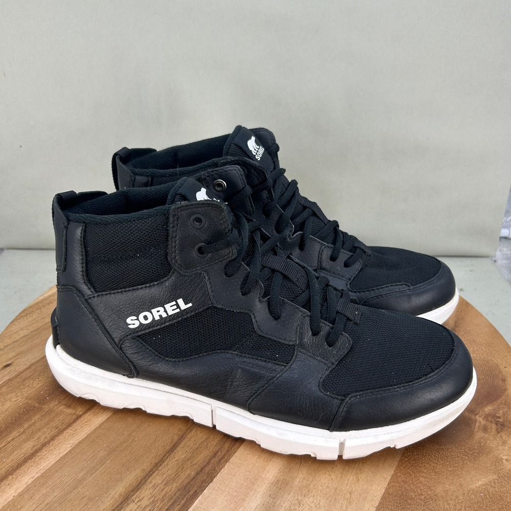 Sorel Mens Kinetic Rush Mid Sneaker Boots Black Leather NM4811-010 Size 11.5